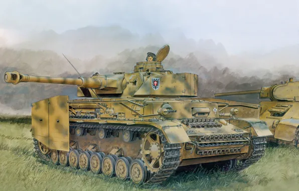 Рисунок, арт, танк, Pz.Kpfw.IV
