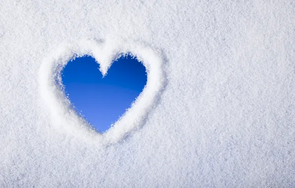 Картинка зима, снег, сердце