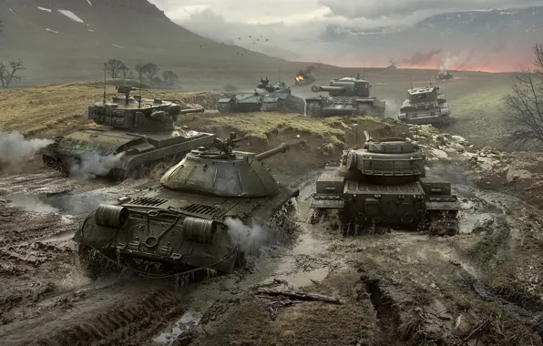Картинка WoT, World of Tanks, Мир Танков, ИС-3, Wargaming Net, Cromwell, T34, T37