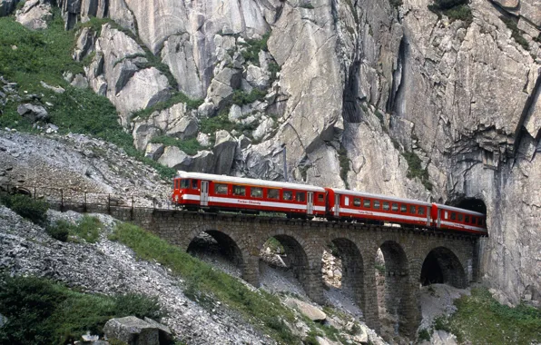 Картинка Горы, Швейцария, Железная дорога