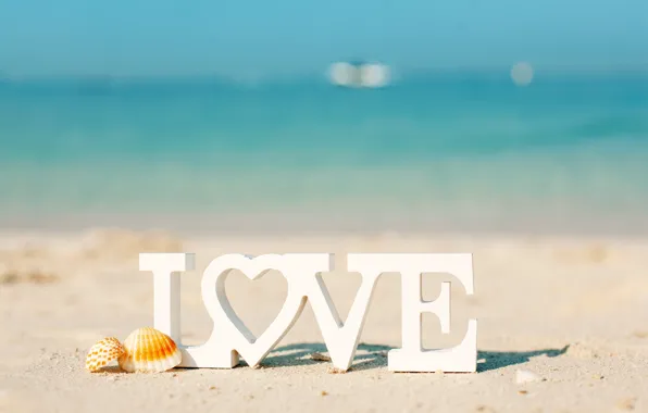 Море, пляж, буквы, Love, Солнце