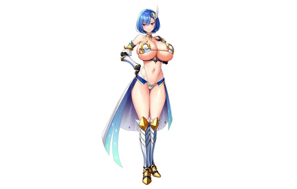Girl, sexy, cleavage, legs, boobs, anime, beautiful, short hair