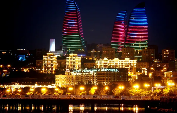 Картинка ночь, night, Азербайджан, Azerbaijan, Baku, Баку