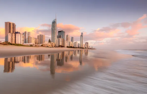 Ocean, sunrise, australia, Gold Coast, brisbane, City beach