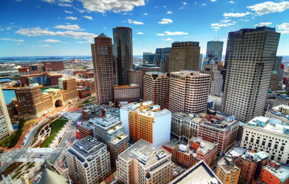 Картинка дома, небоскребы, США, Бостон, вид сверху, Boston