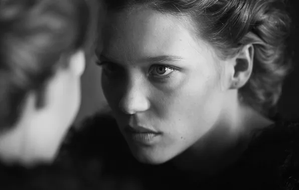 Portrait, Léa Seydoux, Peter Lindbergh, black white