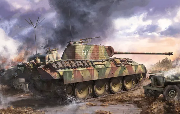 Германия, пантера, танк, вермахт, средний, панцерваффе, Pz.Kpfw.V Panther A Late, Sd.Kfz.171