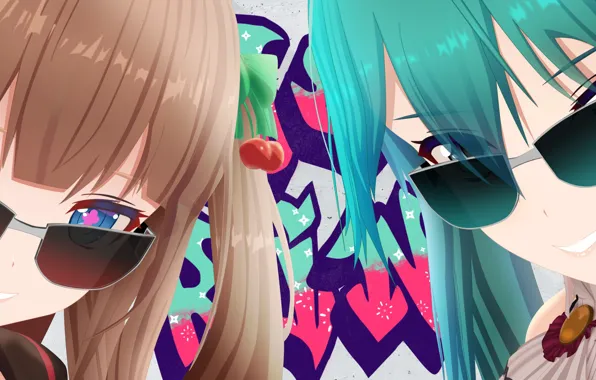 Девушки, очки, Виртуальный Ютубер, Virtual YouTuber, Suzu Kagura, Chieri Kakyoin