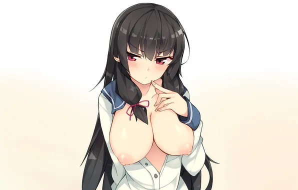 Girl, sexy, erect nipples, long hair, nipples, boobs, sexy girl, anime