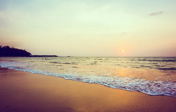 Песок, море, волны, пляж, лето, небо, берег, summer