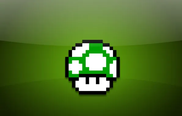 Картинка зеленый, гриб, 8bit, пиксель, mushroom, супер марио, 1UP, super mario bros