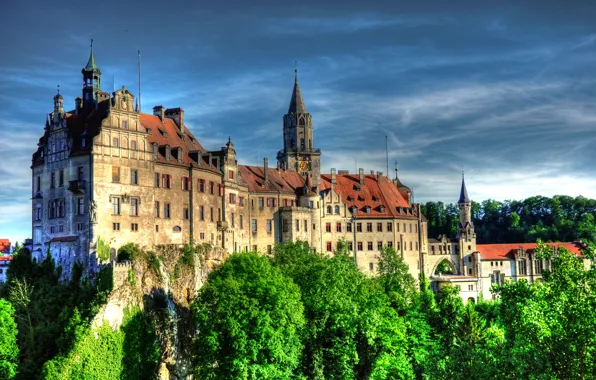 Небо, замок, HDR, Германия, Sky, Germany, Castles, Sigmaringen