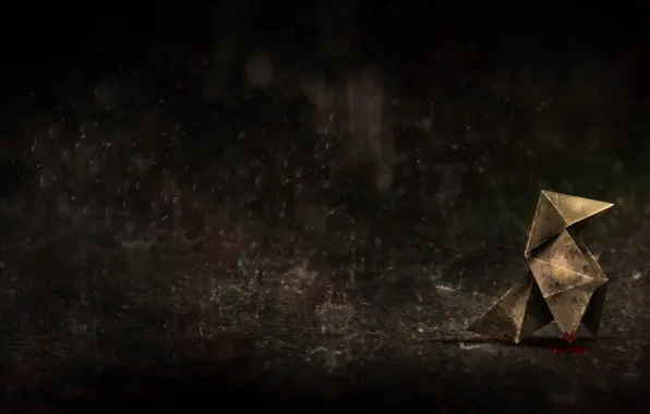 Дождь, птица, отчаяние, ливень, оригами, HEAVY RAIN