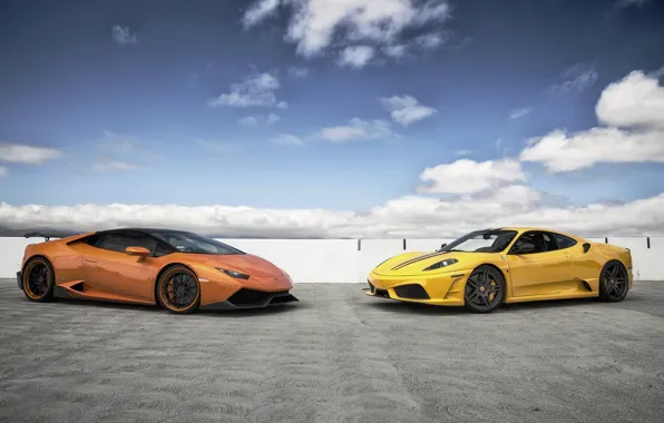 Картинка lamborghini, ferrari, f430, scuderia, huracan