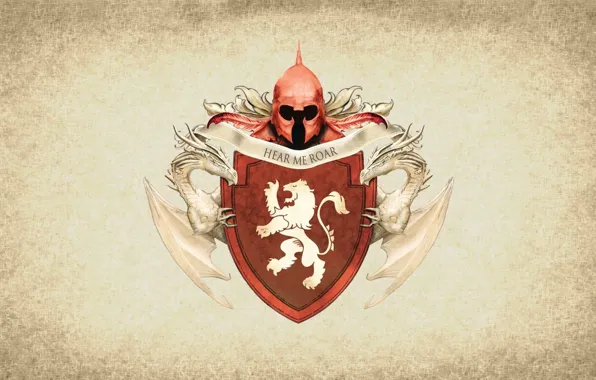 Lion, symbol, series, dragon, A Song of Ice and Fire, Game of Thrones, shield, Lannister