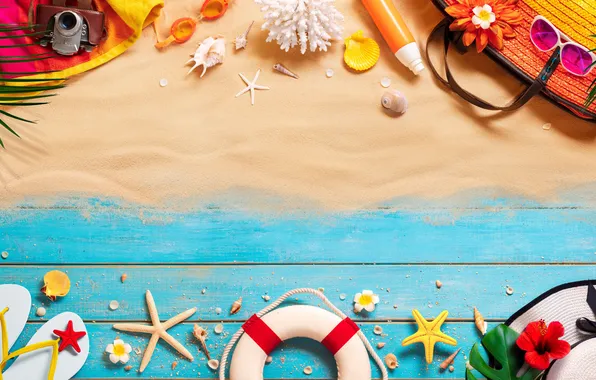Песок, пляж, лето, звезды, отдых, ракушки, summer, beach