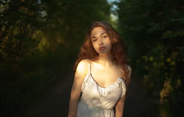 Картинка девушка, свет, портрет, белое платье