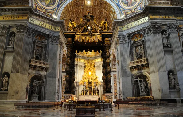 Картинка Рим, Италия, собор Святого Петра, главный алтарь