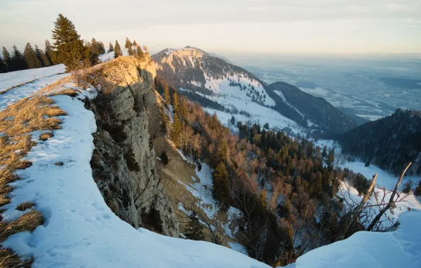 Картинка зима, горы, утро