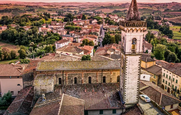 Картинка здания, крыши, Италия, панорама, Italy, Винчи, Тоскана, Tuscany