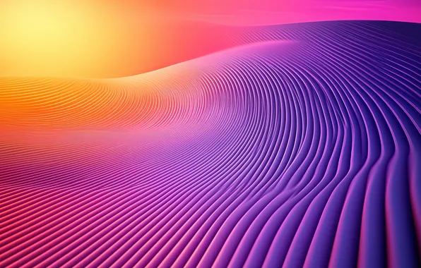 Colorful, dunes, ИИ арт, AI art, 3D Abstract