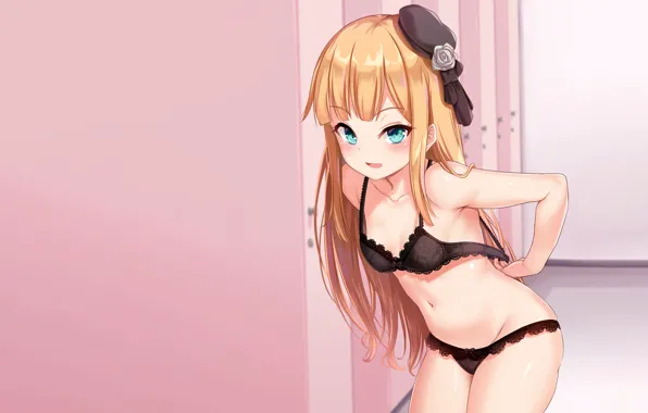 Girl, sexy, lingerie, bra, cleavage, panties, green eyes, long hair