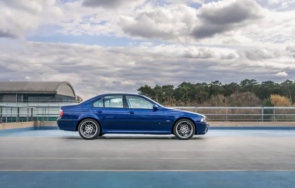 Картинка BMW, blue, E39, BMW M5, side view, M5
