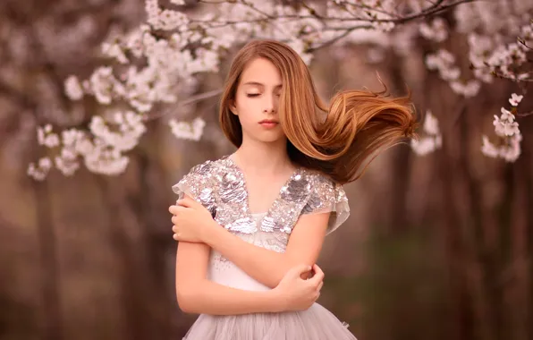 Фон, весна, платье, девочка