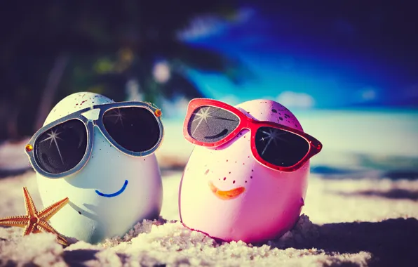 Картинка summer, happy, beach, eggs, funny, glasses, cute, tropical