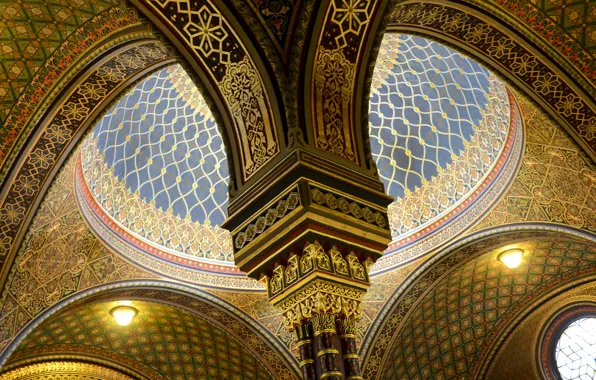 Картинка Прага, Чехия, арка, архитектура, колонна, Испанская синагога
