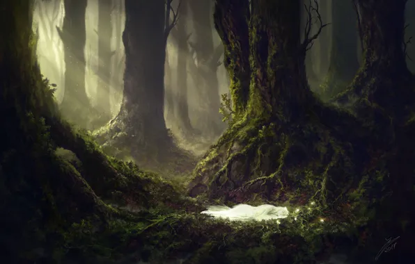 Лес, деревья, существо, The Sleeping Green, The Sleeping