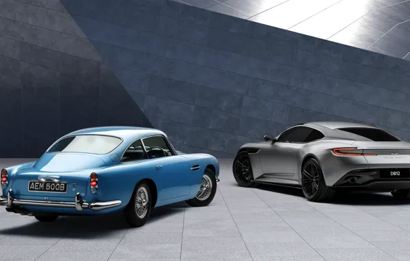 Aston Martin, DB5, Aston Martin DB5, rear view, Aston Martin DB12, DB12