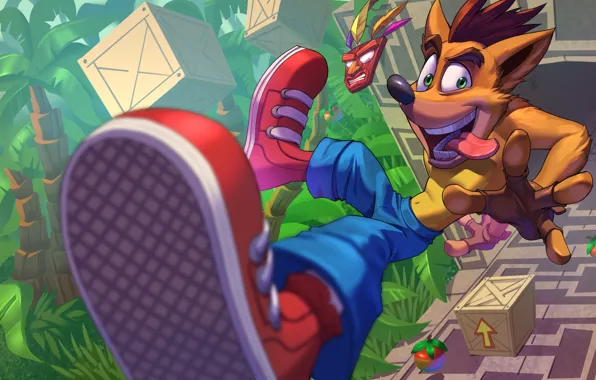 Лис, Рисунок, Игра, Crash, Арт, Crash Bandicoot, Game Art, by Alan Campos
