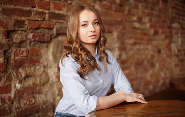 Картинка лицо, стена, волосы, милашка, столик, Liza