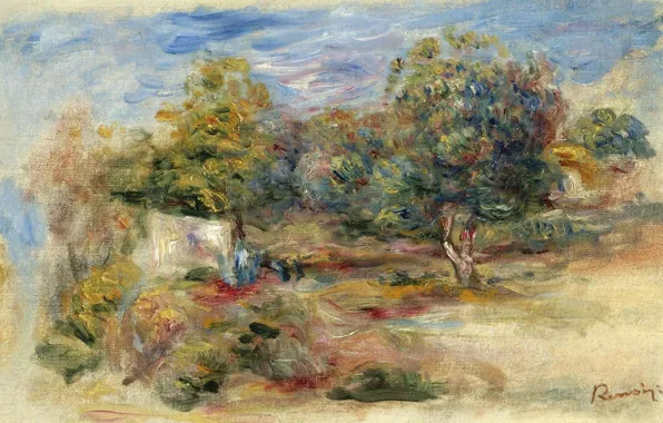 Картина, 1913, Пьер Огюст Ренуар, Pierre Auguste Renoir, Пейзаж с Домом(этюд)