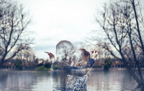 Девушка, рисунок, парень, Vincent Bourilhon, A love harmony