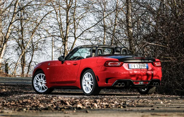 Сзади, родстер, сбоку, спайдер, Abarth, чёрно-красный, 124 Spider, 2019