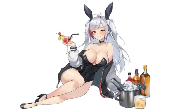 Girl, sexy, cleavage, long hair, legs, boobs, anime, beautiful