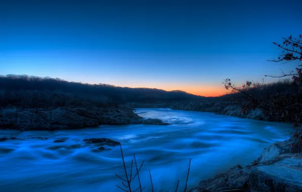 Пейзаж, закат, река