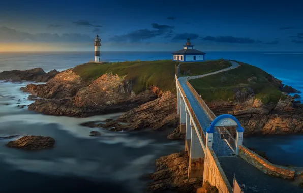 Картинка Lighthouse, Galicia, Coastline, Isla-Pancha