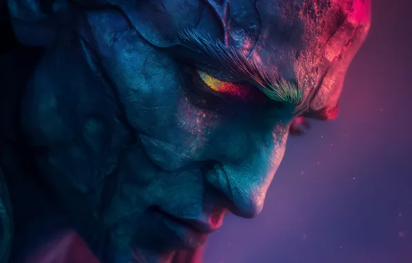 Лицо, colorful, face, illustration, closeup, simple background, ИИ арт, AI art