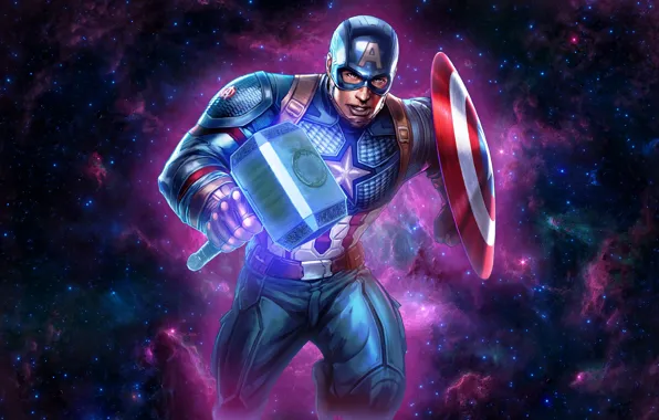 Картинка Captain America, Steve Rogers, Mjolnir, Shield, Vibranium