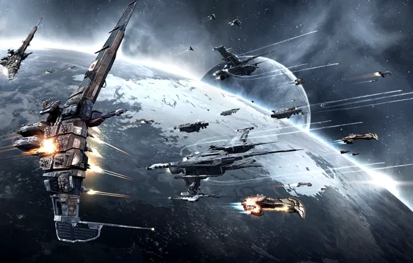 Туманность, планета, станция, Космос, space, руины, битва, космический корабль