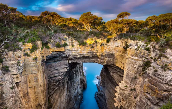 Облака, Австралия, Sunset, Australia, Tasmania, Тасмания, Tasman Arch, Тасманская арка