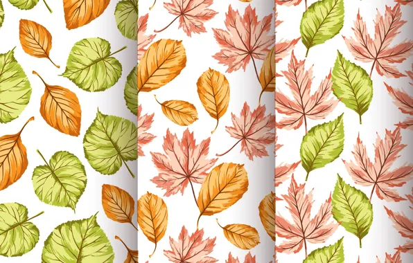 Фон, текстура, листочки, autumn, pattern, Seamless