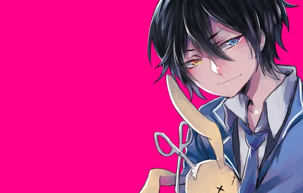 Улыбка, парень, розовый фон, Ensemble Stars!, Ансамбль звёзд, Kagehira Mika