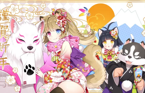 Животные, девочки, аниме, арт, tera online