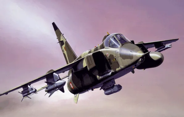 War, art, airplane, painting, aviation, jet, Sepecat Jaguar