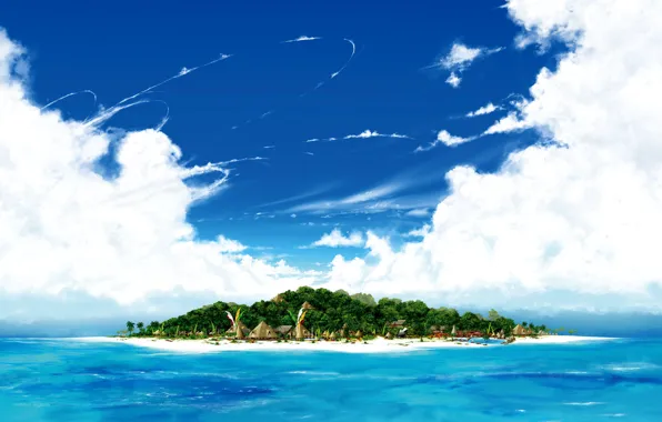 Картинка песок, море, небо, вода, остров, Пляж
