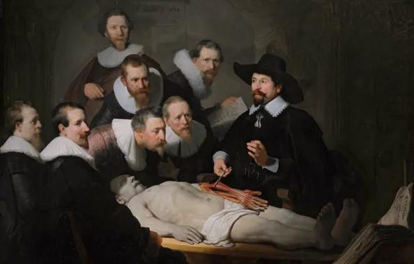 Картинка картина, доктор, Анатомия, Тульп, Рембрандт